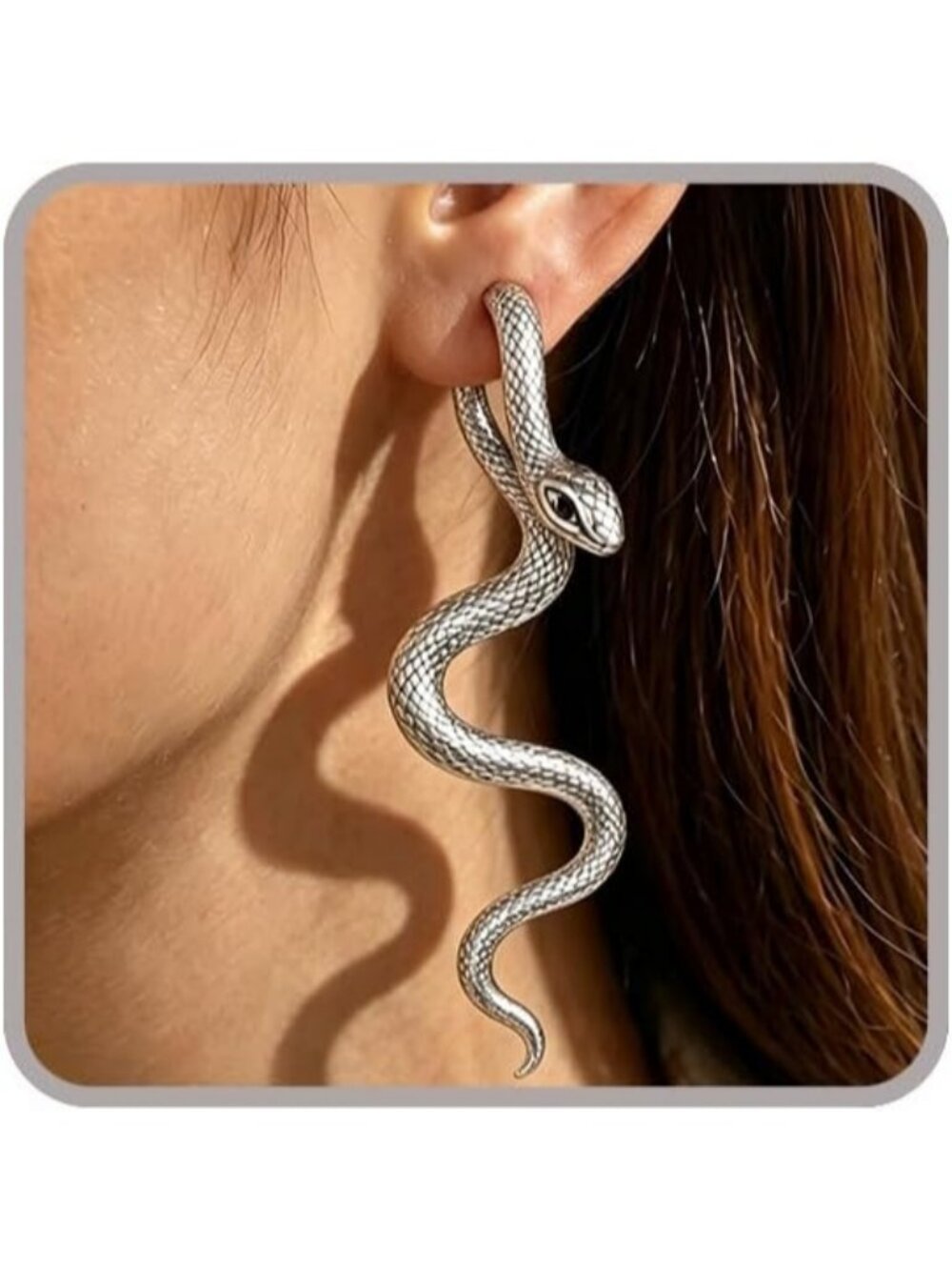 Women's Silver Vintage Goth Snake Studs Halloween Drop Dangle Elegant Earrings